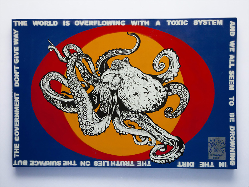 Octopus H600mm x W900mm Spray and Acrylic on Canvas